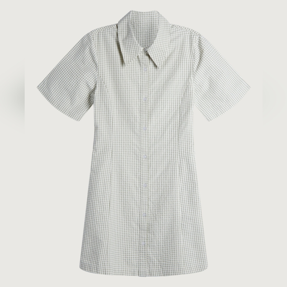 OAK + FORT COLLARED MINI GINGHAM DRESS - Picture 2 of 13